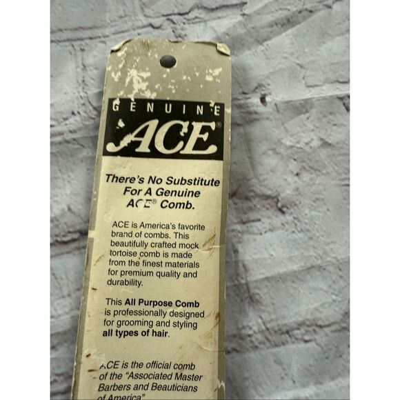Vintage Genuine Ace All Purpose Hair Comb Brown Tortoise Print Retro Barber NEW - Picture 6 of 6